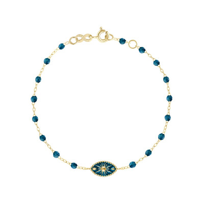 Bracelet Gigi Clozeau Karma en or jaune et résine jungle, 17cm