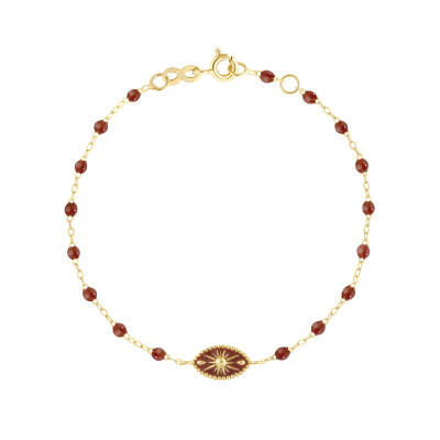 Bracelet Gigi Clozeau Karma en or jaune et résine moka, 17cm