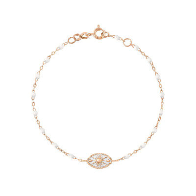 Bracelet Gigi Clozeau Karma en or rose et résine blanche, 17cm