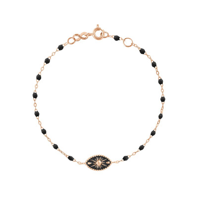 Bracelet Gigi Clozeau Karma en or rose et résine noir, 17cm