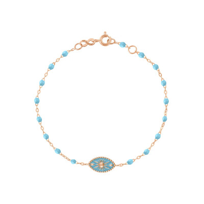 Bracelet Gigi Clozeau Karma en or rose et résine turquoise, 17cm