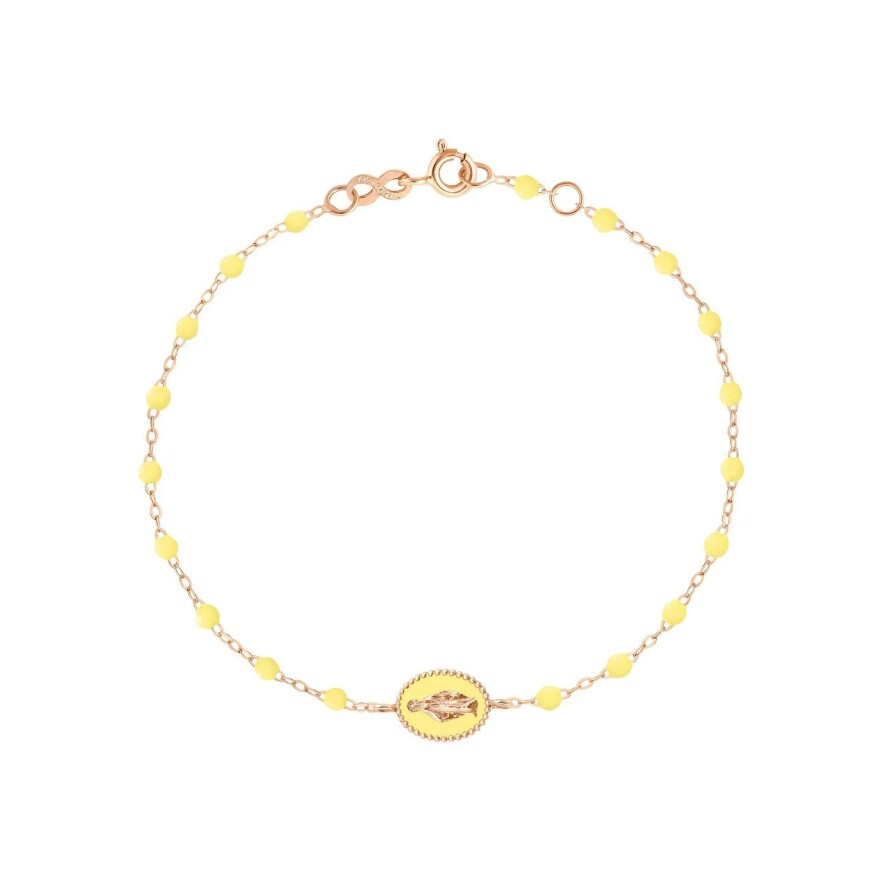 Bracelet Gigi Clozeau Madone en or rose et résine mimosa, 17cm