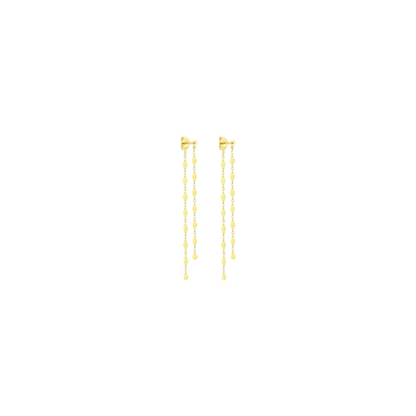 Boucles d'oreilles dansantes Gigi Clozeau Classique en or jaune et résine mimosa