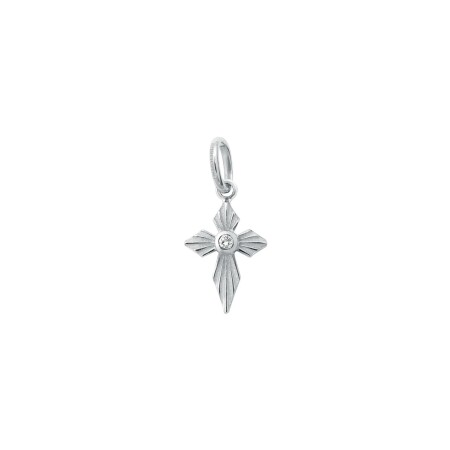 Pendentif Gigi Clozeau Croix lumière en or blanc et diamant