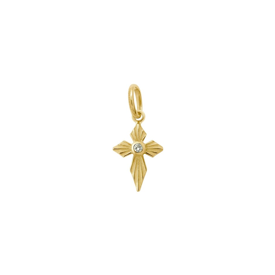 Pendentif Gigi Clozeau Croix lumière en or jaune et diamant