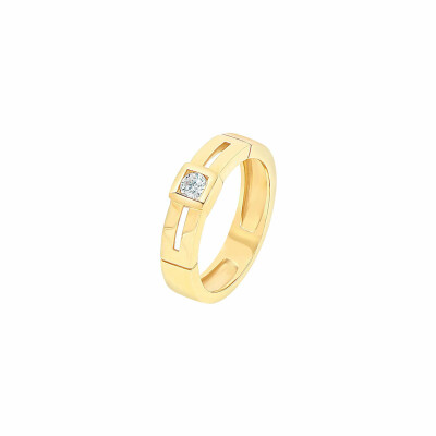 Bague Antonello Portofino "Grand et Carré" en or jaune et diamant