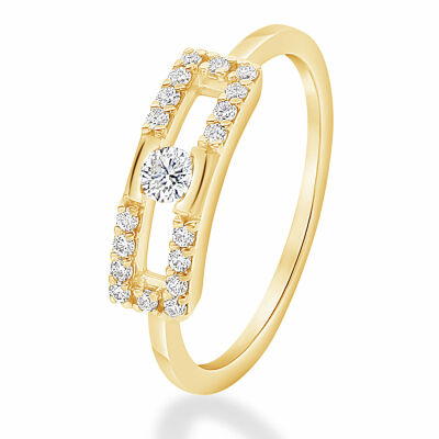 Bague Antonello Portofino "Petit et Carré" en or jaune et diamants