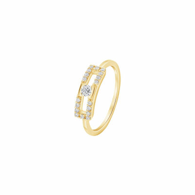 Bague Antonello Portofino "Petit et Carré" en or jaune et diamants