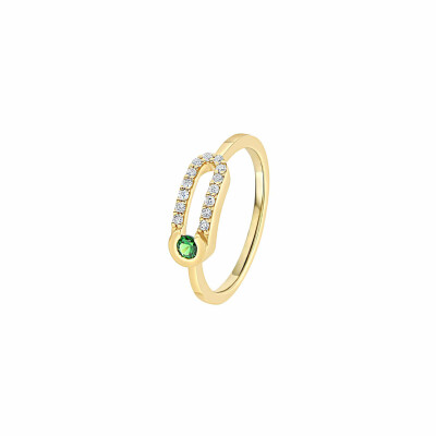 Bague Antonello Portofino "Petit et Rond" en or jaune, Tsavorite et diamants