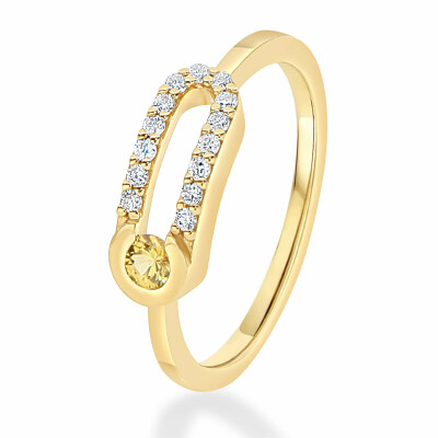 Bague Antonello Portofino "Petit et Rond" en or jaune, saphir jaune et diamants