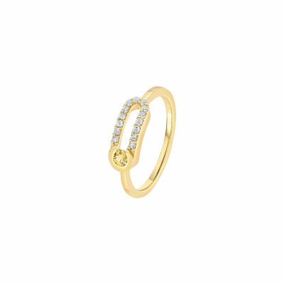 Bague Antonello Portofino "Petit et Rond" en or jaune, saphir jaune et diamants