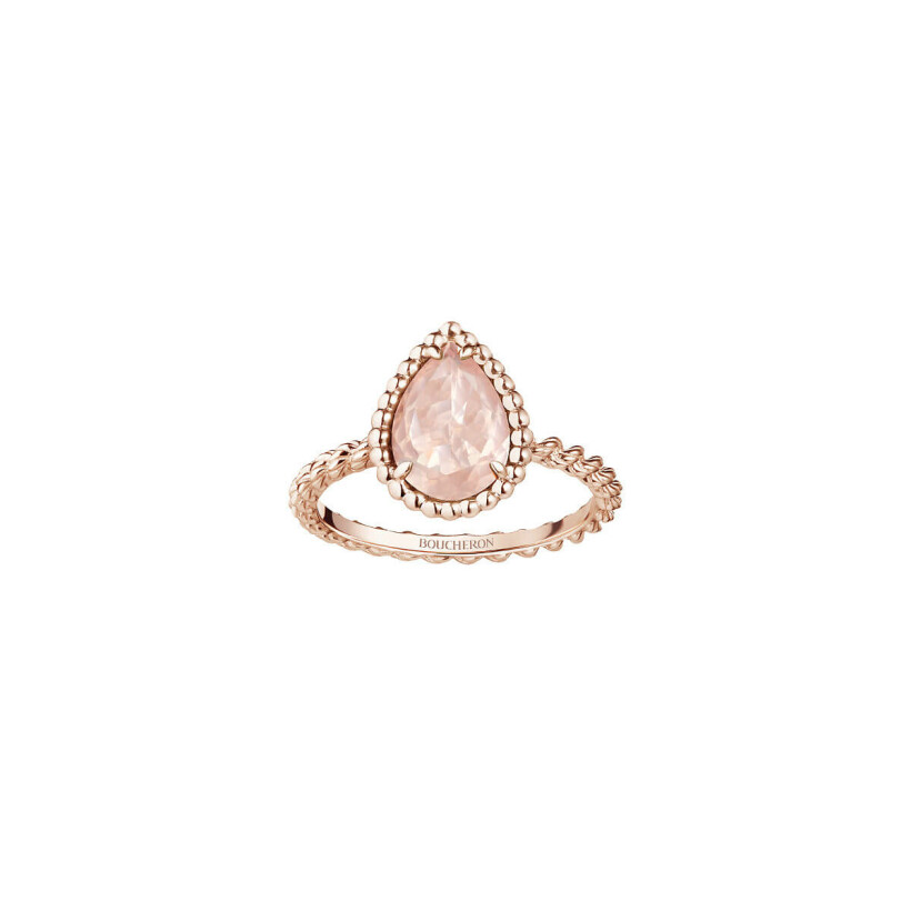 Bague Boucheron Serpent Bohème Motif S en or rose et Quartz rose