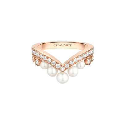 Chaumet Joséphine Aigrette ring, rose gold, pearls and diamonds