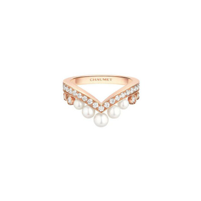 Chaumet Joséphine Aigrette ring, rose gold, pearls and diamonds