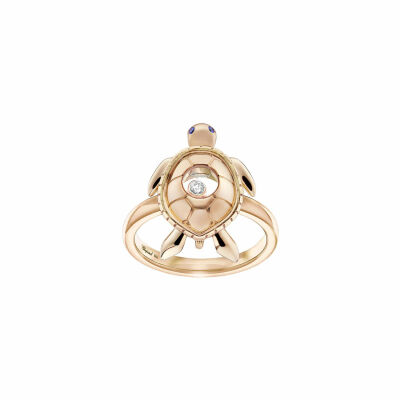 Bague Chopard Happy Animals Turtle en or rose, saphirs et diamant, taille 53