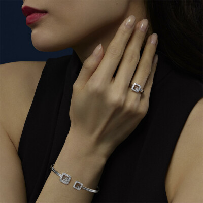 Bague Chopard Happy Diamonds Icons en or blanc et diamants, taille 54