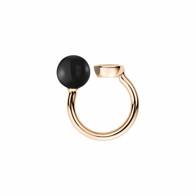 Bague Chopard Happy Diamonds Planet en or rose éthique, diamant et onyx, taille 53