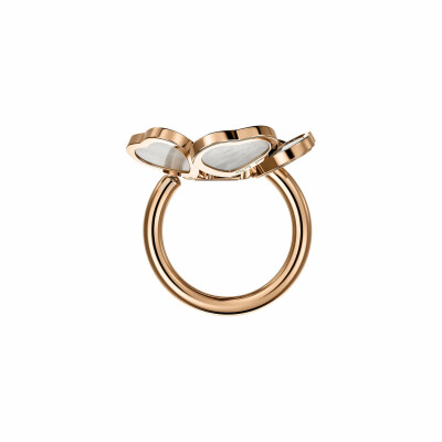 Bague Chopard Happy Hearts Flowers en or rose, nacre et diamant, taille 54