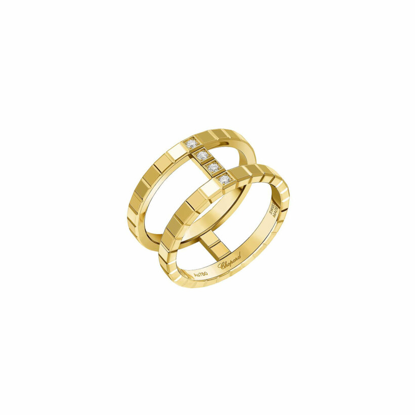 Bague Chopard Ice Cube en or jaune et diamants, taille 53