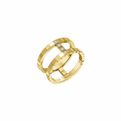 Bague Chopard Ice Cube en or jaune et diamants semi-sertis, taille 51