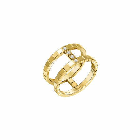 Bague Chopard Ice Cube en or jaune et diamants semi-sertis, taille 53