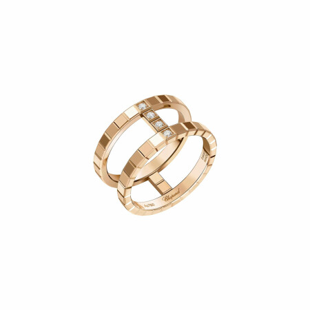 Chopard Ice Cube, pink gold, diamonds ring, size 56