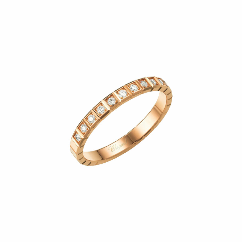 Chopard Ice Cube Pure in ethical rose gold and diamonds ring, size 52