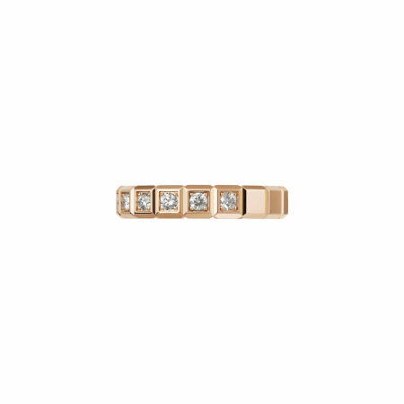 Bague Chopard Ice Cube en or rose éthique et diamants semi-sertis, taille 53