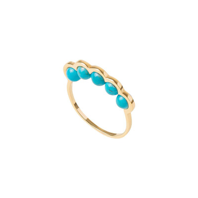 Bague D1928 Coco Beach, or jaune et Turquoises