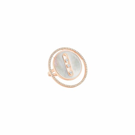 Bague Messika Lucky Move GM en or rose, diamant et nacre blanche