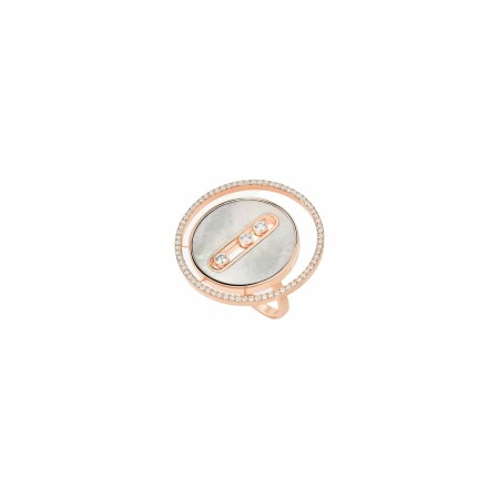 Bague Messika Lucky Move GM en or rose, diamant et nacre blanche