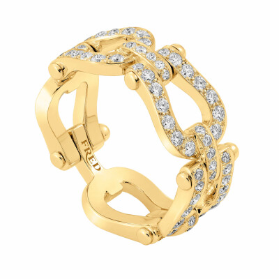 Bague FRED Force 10 Moyen Modèle en or jaune et diamants