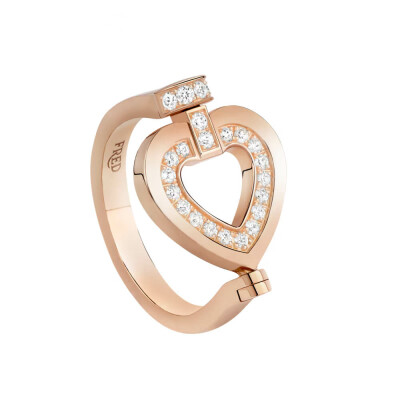 Bague FRED Pretty Woman Hypnotique Réversible, or rose pavé diamants et nacre 4B1037