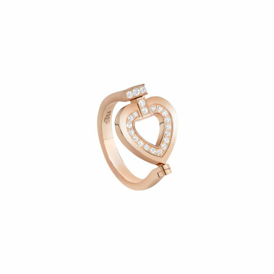 Bague FRED Pretty Woman Hypnotique Réversible, or rose pavé diamants et nacre 4B1037