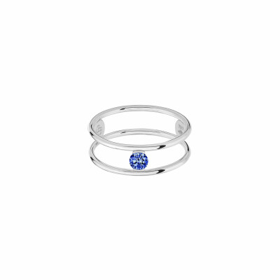 Bague La Brune & La Blonde HULA HOOP en or blanc Solitaire Saphir Bleu de 0,23 ct