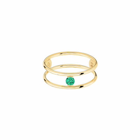 Bague La Brune & La Blonde HULA HOOP Solitaire en or jaune et émeraude de 0.08ct