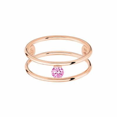 Bague La Brune & La Blonde HULA HOOP Solitaire en or rose et saphir rose de 0.23ct