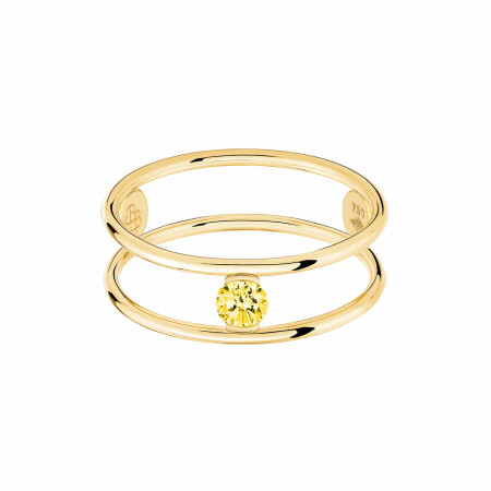 Bague La Brune & La Blonde HULA HOOP Solitaire en or jaune et saphir jaune de 0.23ct