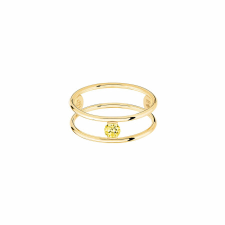 Bague La Brune & La Blonde HULA HOOP Solitaire en or jaune et saphir jaune de 0.23ct