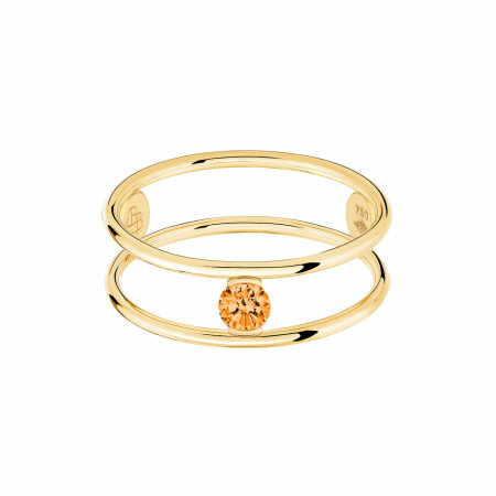 Bague La Brune & La Blonde HULA HOOP Solitaire en or jaune et saphir orange de 0.23ct