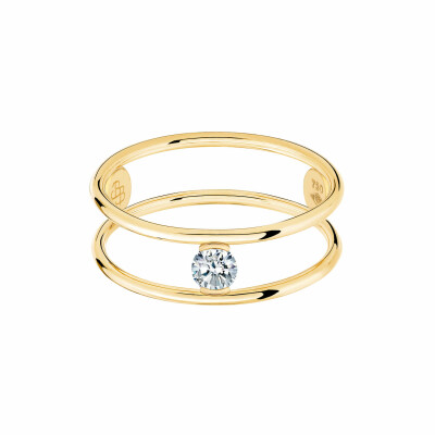 Bague La Brune & La Blonde HULA HOOP Solitaire en or jaune et diamant de 0.20ct