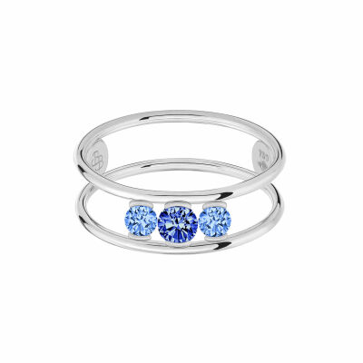 Bague La Brune & La Blonde HULA HOOP Trilogie en or blanc et saphirs bleus