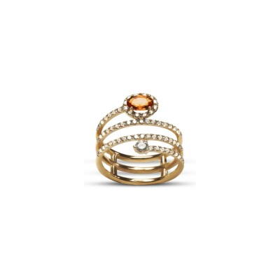 Bague Raynal Spirale en or rose, diamants et saphir