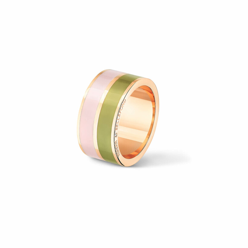 Bague Double Persan et Bellefond Vert Mousse et Spiaggia  Rosa