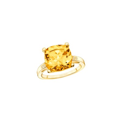 Bague Mauboussin Petit Visage d'Amour en or jaune, diamants et citrine