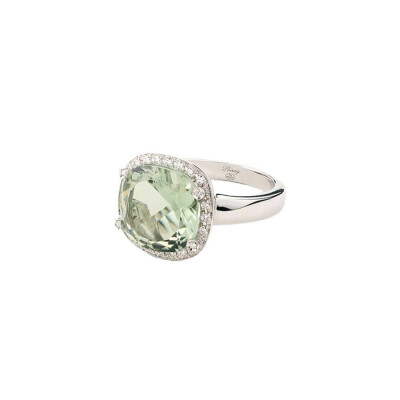 Bague Poiray Filles Antik en or blanc, Prasiolite et diamants