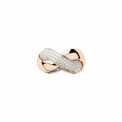 Bague Poiray Tresse Grand Modèle en or blanc, or rose et diamants