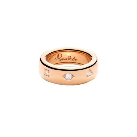 Bague Pomellato Iconica Slim en or rose avec 3 diamants blancs