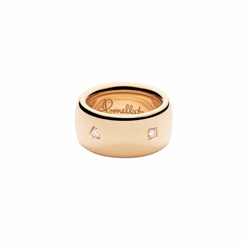 Bague Pomellato Iconica Medium-Large en or rose avec 5 diamants blancs