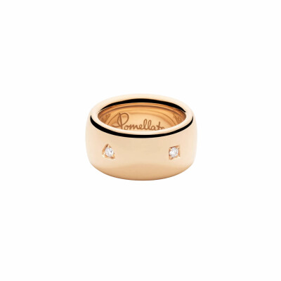 Bague Pomellato Iconica Medium-Large en or rose avec 5 diamants blancs